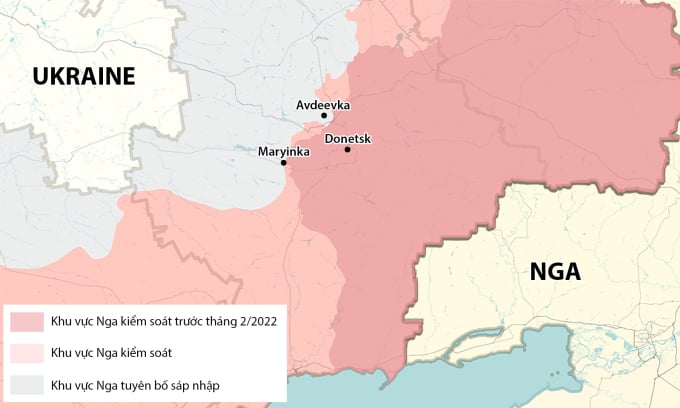 Ubicación de Avdeevka y pueblos vecinos. Gráficos: RYV