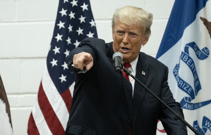 Former President Donald Trump speaks in Grimes, Iowa on June 1. Photo: AFP