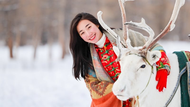 Mongolia en invierno se convierte en un país de las maravillas con praderas prístinas, manadas de caballos y renos buscando comida bajo la nieve blanca. Foto: Dang Thuy Duong