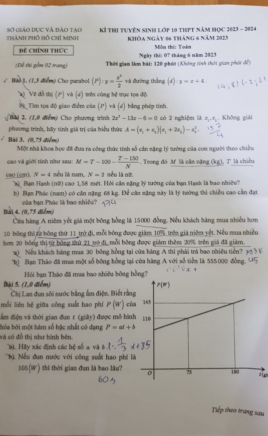 Tuyển sinh lớp 10 TP.HCM năm 2023: Đề thi chính thức môn toán - Ảnh 1.