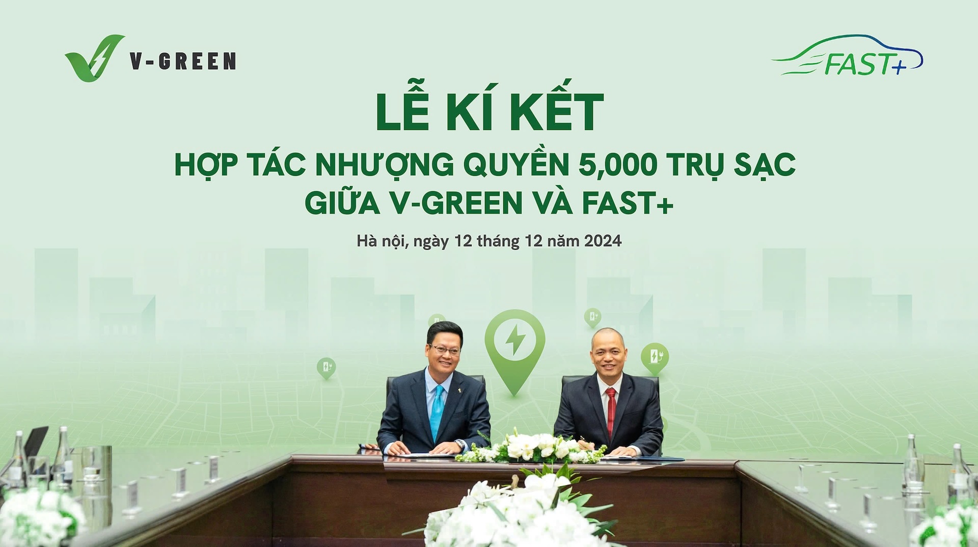 V-Green សហការ​ជាមួយ Fast+ ដើម្បី​ដាក់​ពង្រាយ​ស្ថានីយ​សាក​ថ្ម​ចំនួន 5,000 នៅ​ដំណាច់ឆ្នាំ 2025