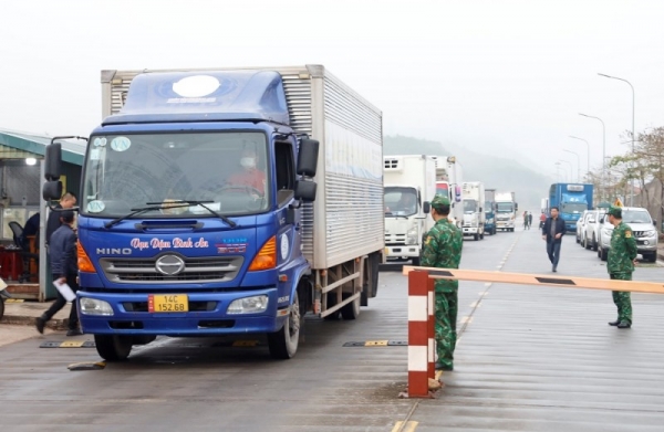 925 tấn hàng xuất khẩu qua Lối mở Cầu phao Móng Cái