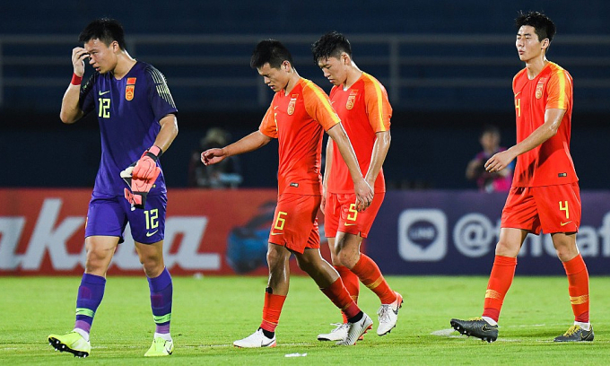 Trung Quốc sau trận thua Iran 0-1 ở vòng bảng U23 châu Á tại Songkhla, Thái Lan ngày 15/1/2020. Ảnh: CGTN