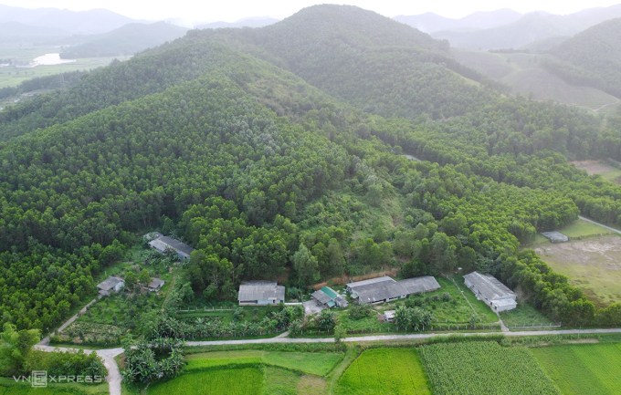 Mr. Ngu's 1.5-hectare integrated farm is located on the edge of an acacia hill in village 8, Son Giang commune. Photo: Duc Hung