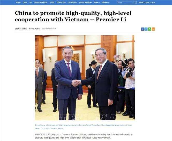 China ist bereit, die Zusammenarbeit mit Vietnam in vielen Bereichen zu fördern.