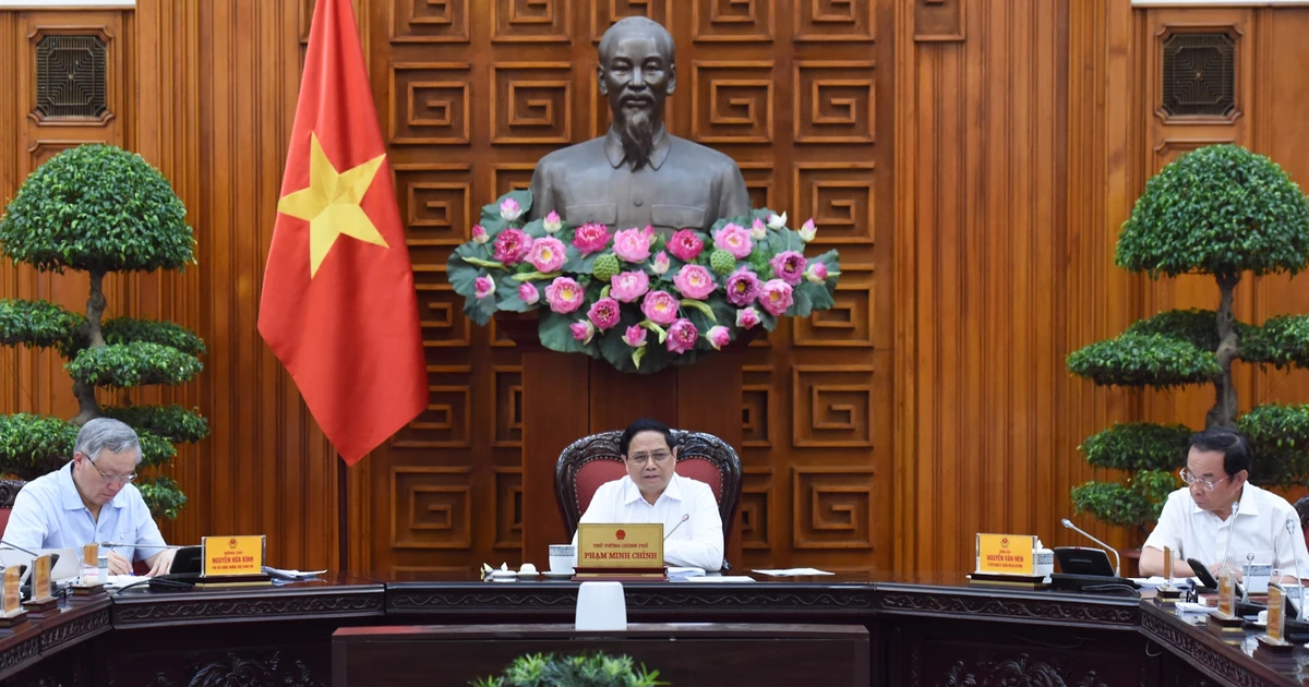 [Ảnh] Thủ tướng Phạm Minh Chính chủ trì cuộc họp về xây dựng Trung tâm tài chính quốc tế tại Việt Nam