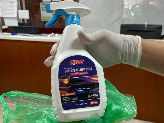 Disinfectant bottle brought to hospital by patient. Photo: Provided by doctor