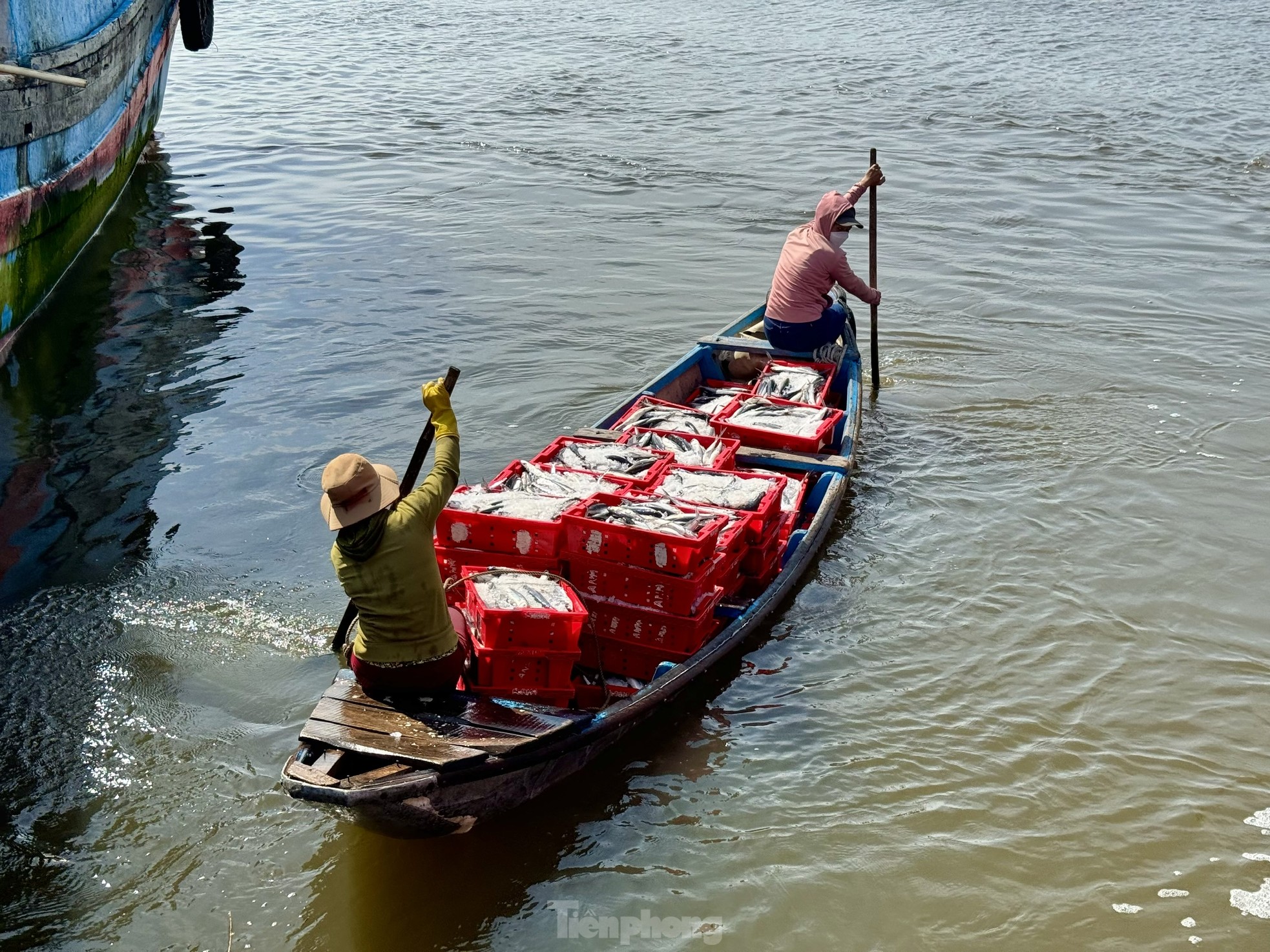 Fischer aus Quang Ngai beenden ihren Angelausflug nicht und kehren eilig ans Ufer zurück, um den Fisch zu verkaufen und dem Sturm zu entgehen. Foto 6