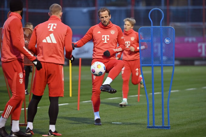 Harry Kane during a training session at Bayern's headquarters in Saebener Strasse, Munich on January 2, 2024. Photo: Reuters