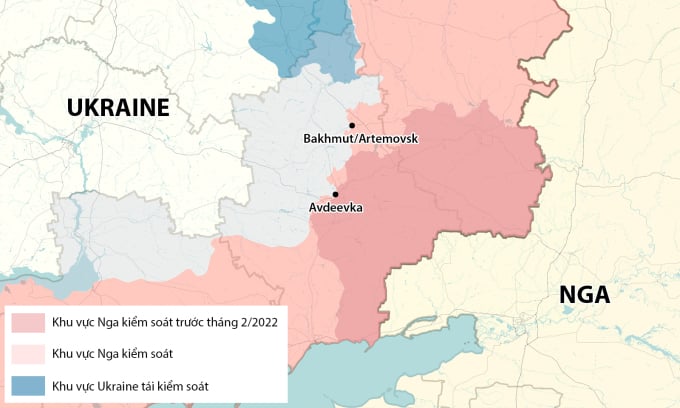 Vị trí thành phố Avdeevka ở tỉnh Donetsk. Đồ họa: RYV