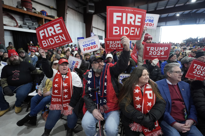 Trump-Anhänger bei einer Veranstaltung in Waterford Township, Michigan, am 17. Februar. Foto: AP