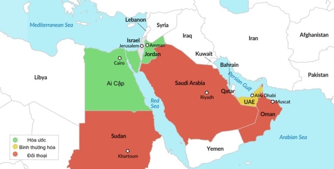 Localisation Égypte, Israël et Émirats arabes unis. Graphiques : SIG