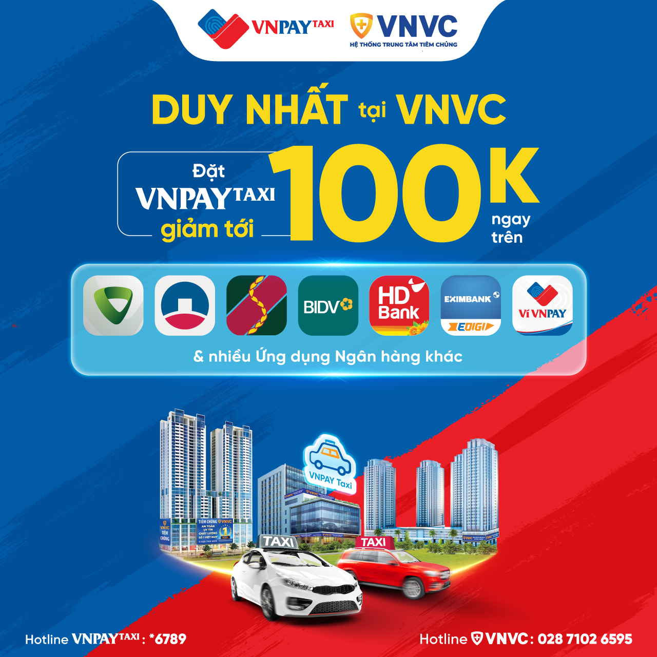 VNPAY Taxi giảm tới 100.000 đồng khi đến các cơ sở tiêm chủng