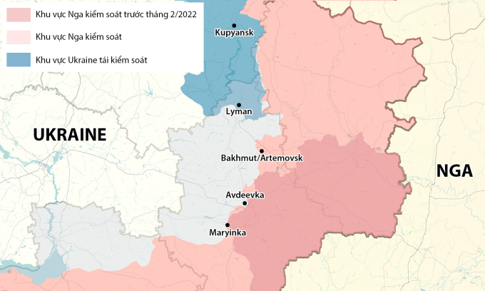 Localisation des points chauds du conflit entre la Russie et l'Ukraine. Graphiques : RYV