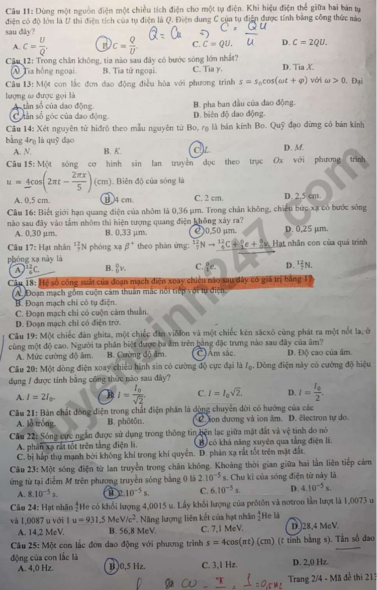 Código de examen de física para el examen de graduación de la escuela secundaria 2023 213 imagen 2