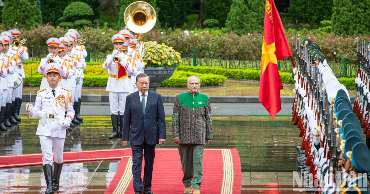 [Ảnh] Chủ tịch nước Tô Lâm chủ trì lễ đón Tổng thống Timor Leste José Ramos-Horta thăm cấp Nhà nước tới Việt Nam