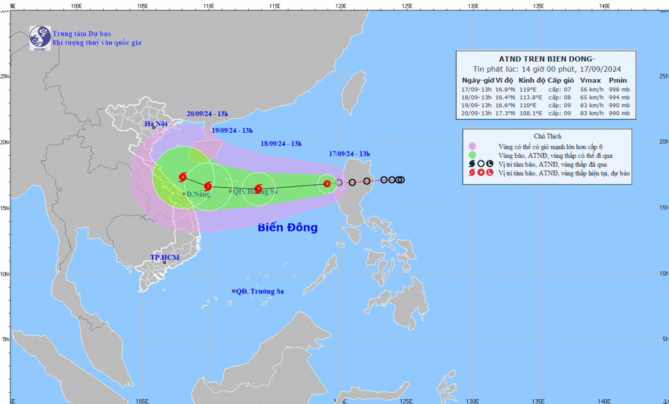 Pronóstico de ubicación y trayectoria de la depresión tropical. Foto: Centro Nacional de Pronósticos Hidrometeorológicos  