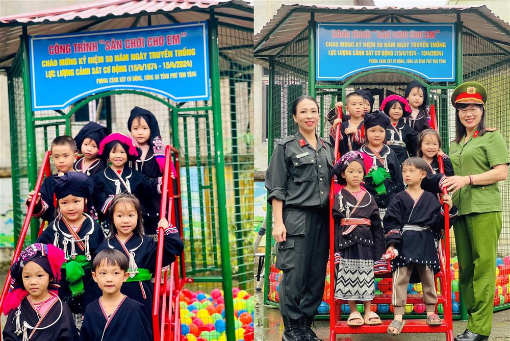 The joy of students when having a new playground.