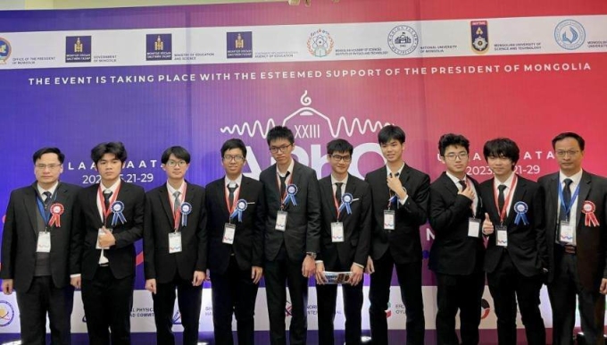 Vietnamesische Studierendendelegation beim APhO 2023-Wettbewerb. Foto: MOET