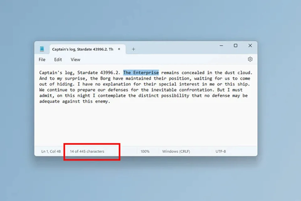 Notepad có chức năng bộ đếm ký tự sau 40 năm - Ảnh 1.