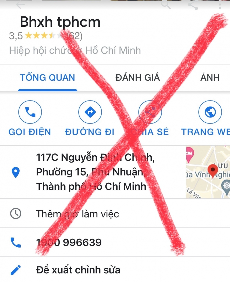 Hotline BHXH đã bị sửa.