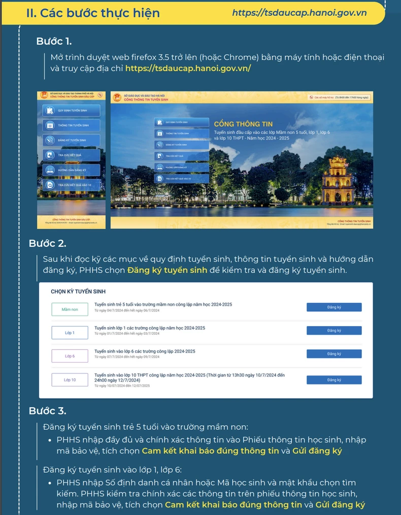 Hanoi: Instructions for online enrollment in kindergarten, grade 1, grade 6 photo 2