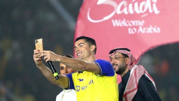 Ronaldo lors de ses débuts avec Al Nasr en janvier 2023. Photo : AFP