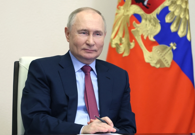El presidente Vladimir Putin en la residencia Novo-Ogaryovo, a las afueras de Moscú, Rusia, el 14 de marzo. Foto: AFP