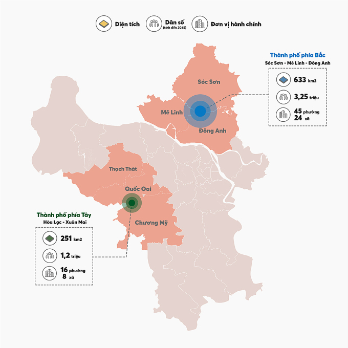 Research area of ​​two cities north and west of Hanoi. Graphics: Do Nam