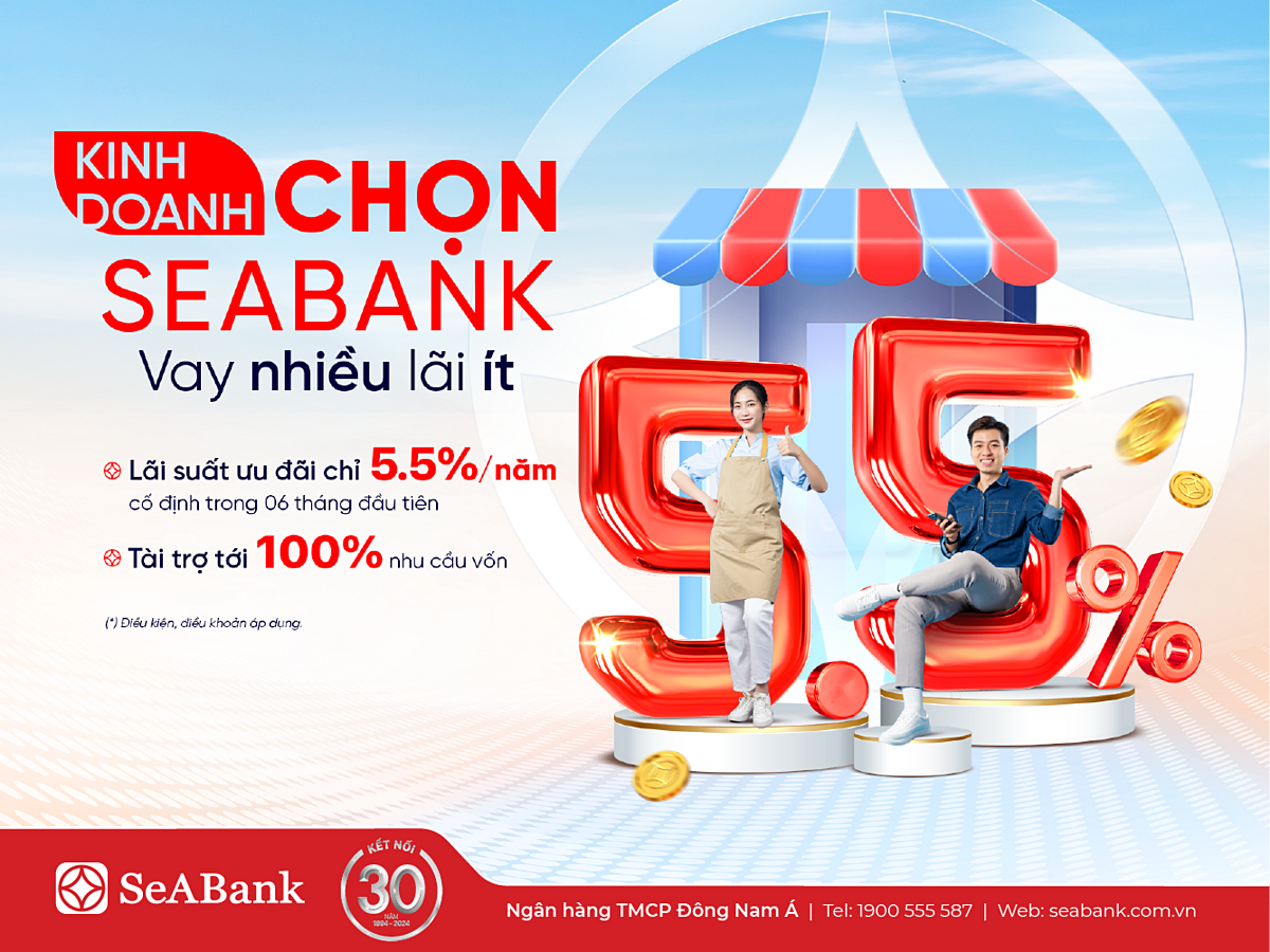 SeaBank បែងចែក 5,000 ពាន់លានដុងសម្រាប់អតិថិជនម្នាក់ៗ ដើម្បីបន្ថែមដើមទុនអាជីវកម្ម