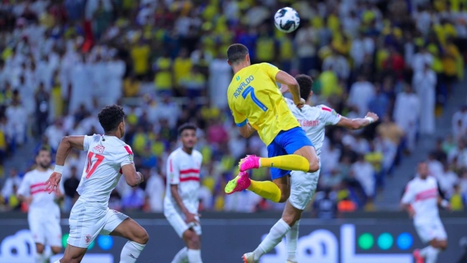 سجل رونالدو هدفًا لصالح النصر في المباراة التي تعادل فيها الفريق مع الزمالك 1-1، مساء يوم 3 أغسطس/آب. صورة: النصر