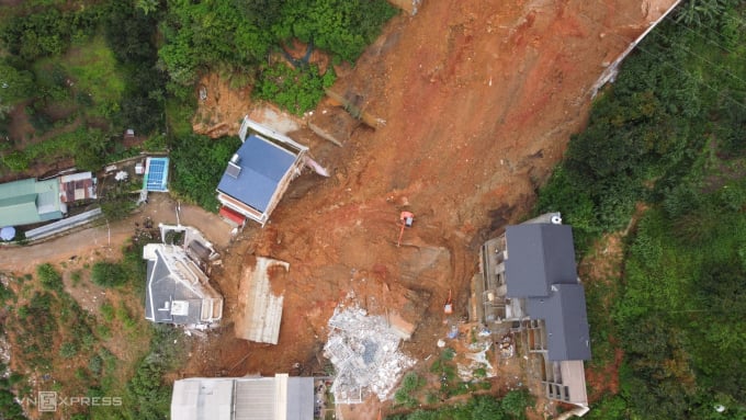 Scène du glissement de terrain qui a fait deux morts. Photo : Hoai Thanh