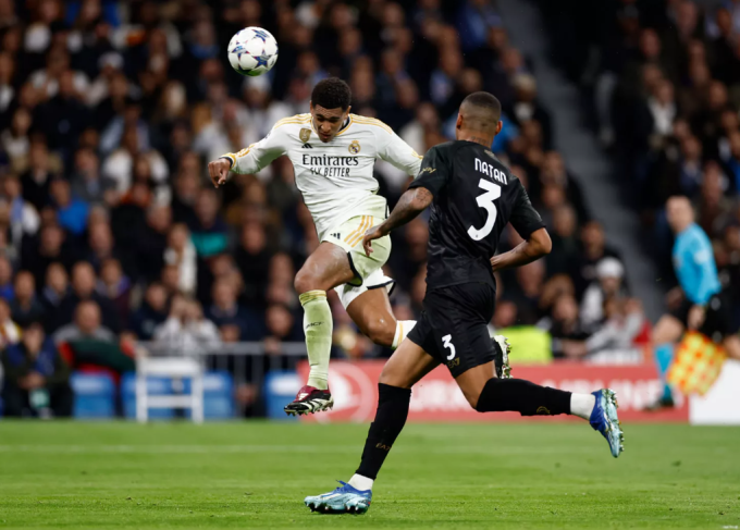 Bellingham headed in to make it 2-1 for Real in their 4-2 win over Napoli. Photo: realmadrid.com