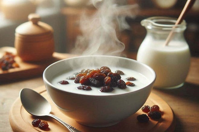 In Milch eingeweichte Rosinen helfen, die männliche Fruchtbarkeit zu verbessern