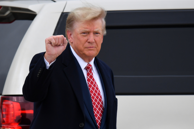 Former US President Donald Trump at Aberdeen Airport, Scotland, May 1. Photo: AFP