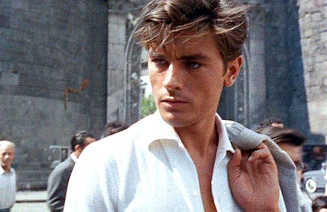 Young photo of French actor Alain Delon in “Purple Noon“. Photo: Producer