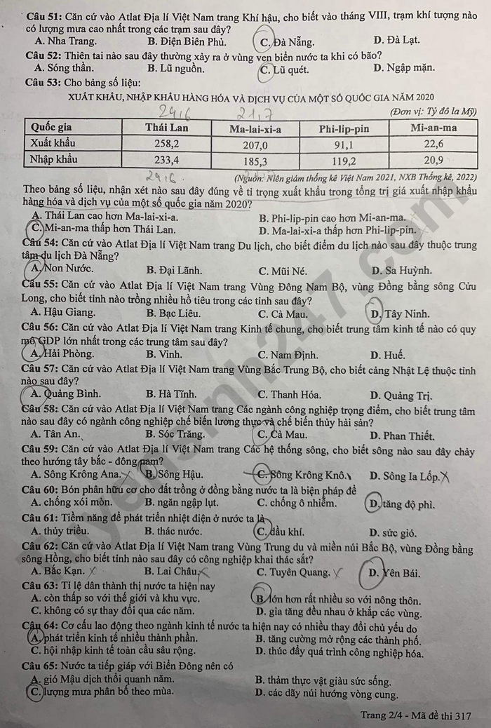 Đề thi môn Địa tốt nghiệp THPT 3 năm gần đây có đáp án tất cả các mã đề- Ảnh 2.
