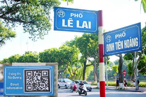 Propuesta de colocar códigos QR para orientar la información en muchas calles de Hanoi foto 1