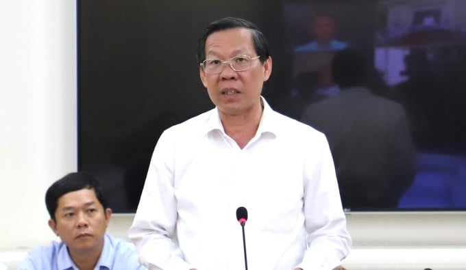 Le président du Comité populaire de Ho Chi Minh-Ville, Phan Van Mai, lors de la conférence du 16 février. Photo : Le Tuyet