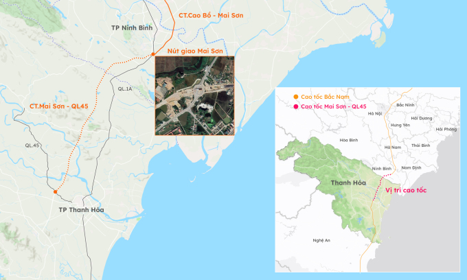 Lage der Mai Son Expressway – Nationalstraße 45, die die Provinzen Ninh Binh und Thanh Hoa verbindet. Grafik: Hoang Khanh