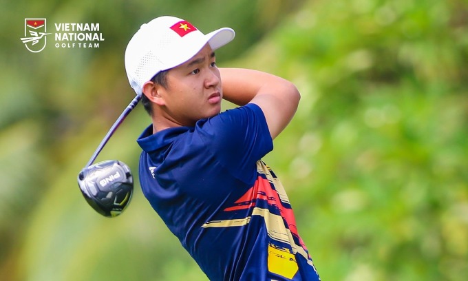 Anh Minh trong màu áo đội tuyển golf Việt Nam. Ảnh: Vietnam National Golf Team