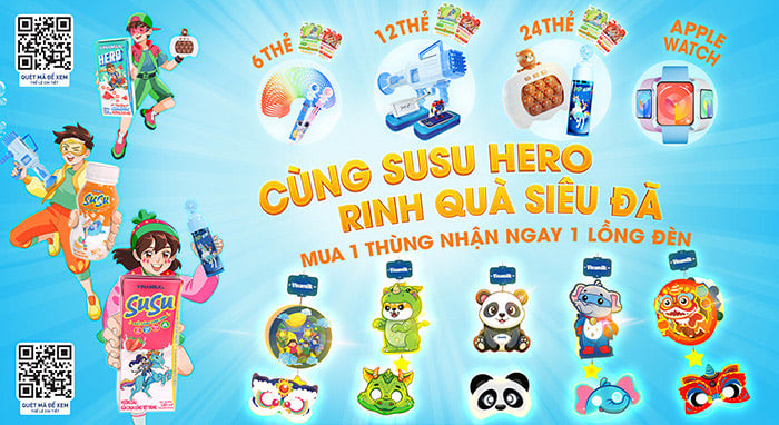 CTKD SUSU- HERO 1 THÙNG TẶNG 1 LỒNG ĐÈN & CTKD TÍCH THẺ ĐỔI QUÀ, SĂN THẺ MAY MẮN TRÚNG APPLE WATCH