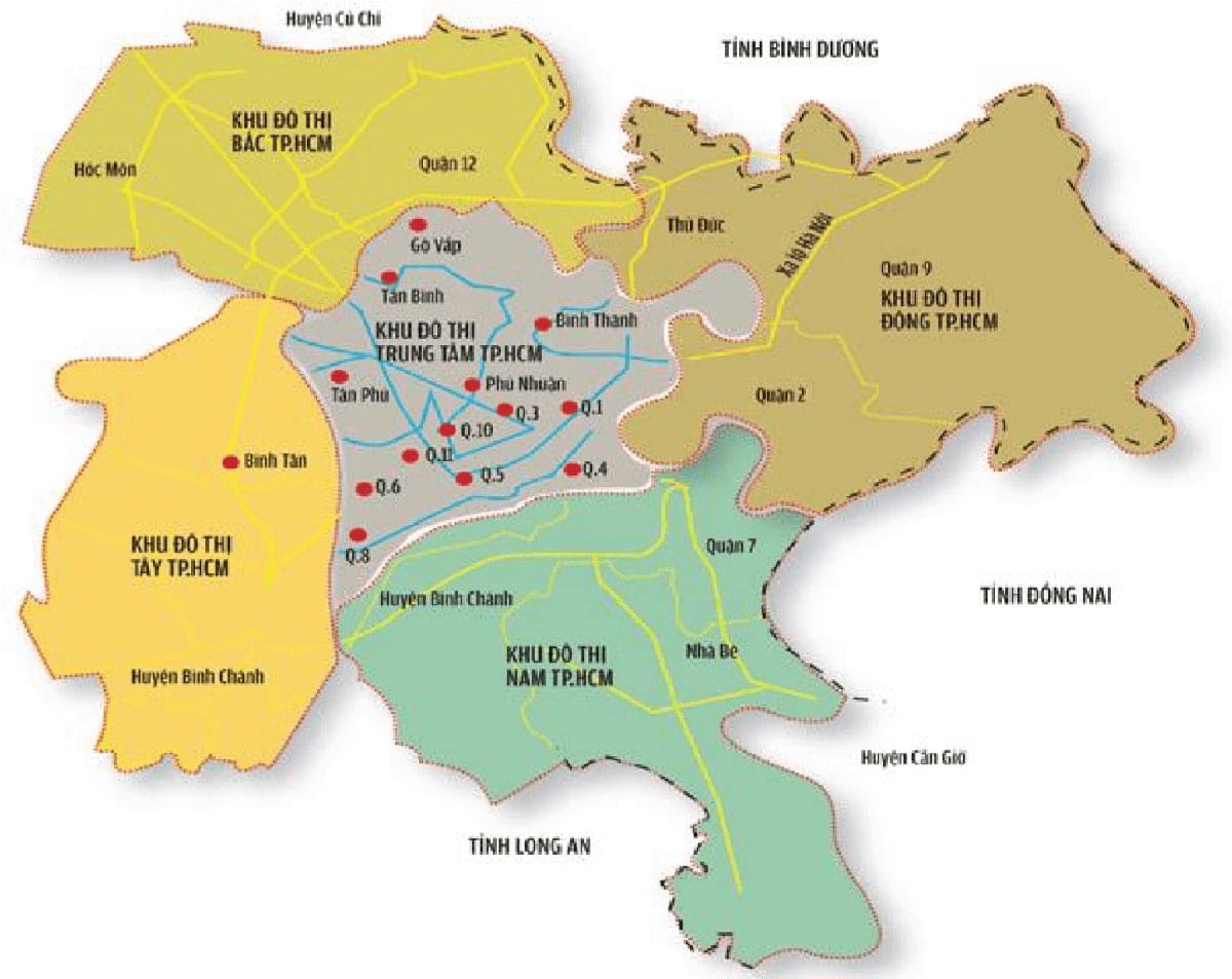 Quel district de Hô Chi Minh-Ville ne répond pas aux critères de superficie et de population suffisants pour être fusionné ? Figure 2