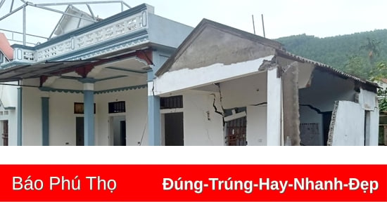 Sụt lún nhà người dân ở xã Ngọc Lập, huyện Yên Lập