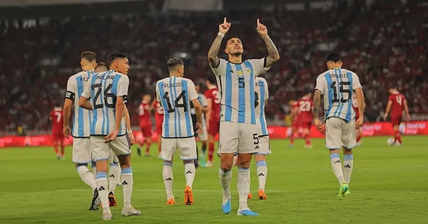 Argentina team overwhelms Indonesia team in Messi's absence