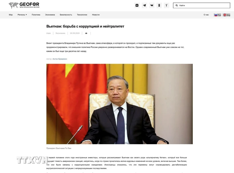 Russian media reports positively on Vietnam's fight against corruption