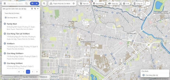Nhiều tiện ích hữu dụng cũng được tích hợp trên Bản đồ số TP.HCM.
