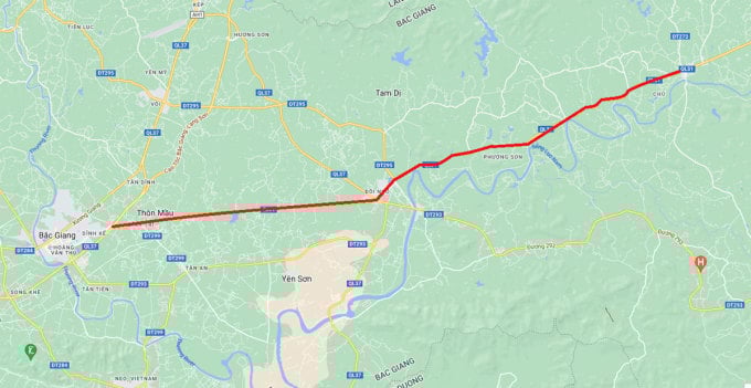 Đoạn quốc lộ 31 được nâng cấp. Ảnh: Gmap