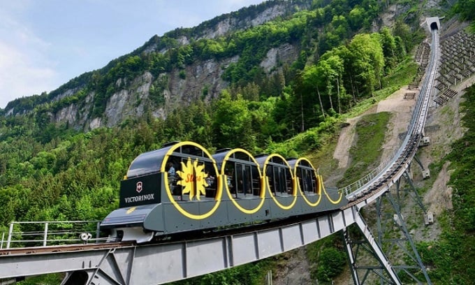 Die Stoosbahn bewältigt eine Steigung von 47,7 Grad. Foto: Twitter