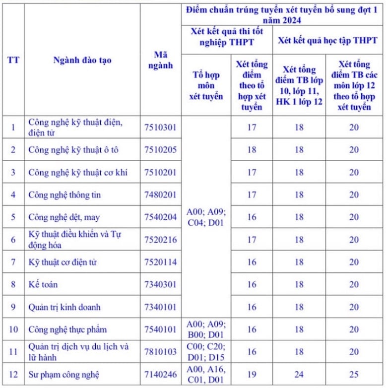 Additional benchmark scores of Sao Do University in 2024. Photo: Provided by the school